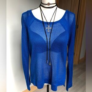 Bongo Blue Mesh Pullover Top Size Large